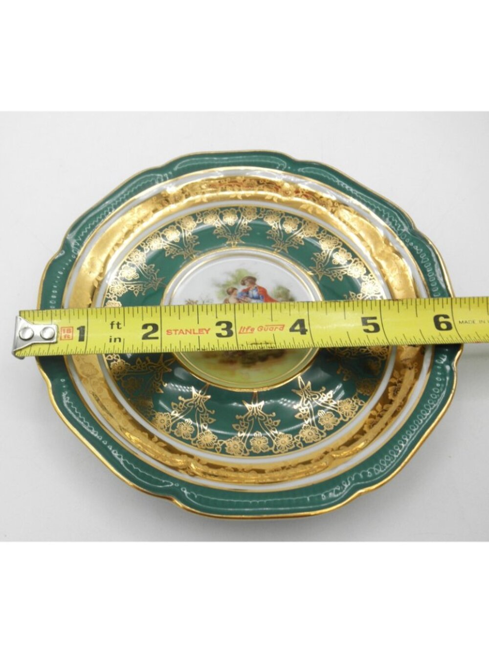ATQ Hutschenreuther Selb Green Gold Courting Couple Saucer Replacements Set of 5 - Picture 6 of 8